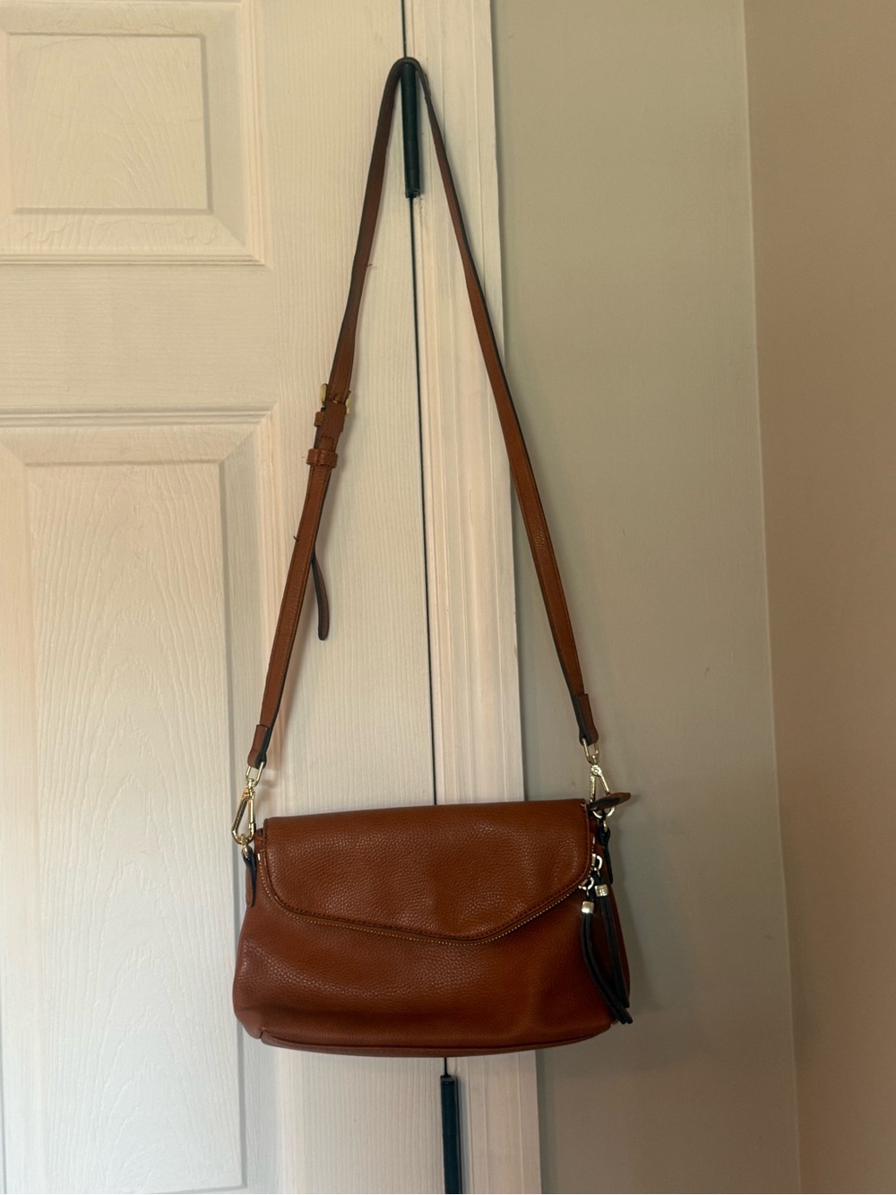Classic Brown Leather Crossbody Shoulder Bag